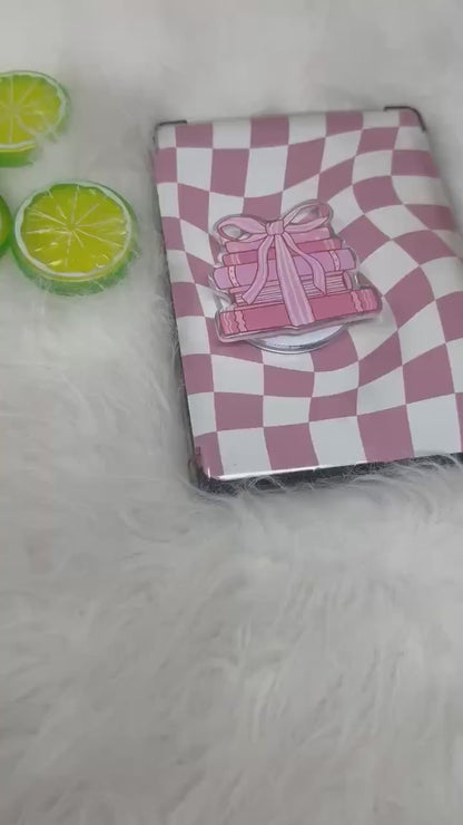 Coquette Cute Bookstack Book Stack Pink Ribbon Magnetic MagSafe Kindle Grip | Pop Grip | Kindle Accessories | Phone Grip | E-reader Grip