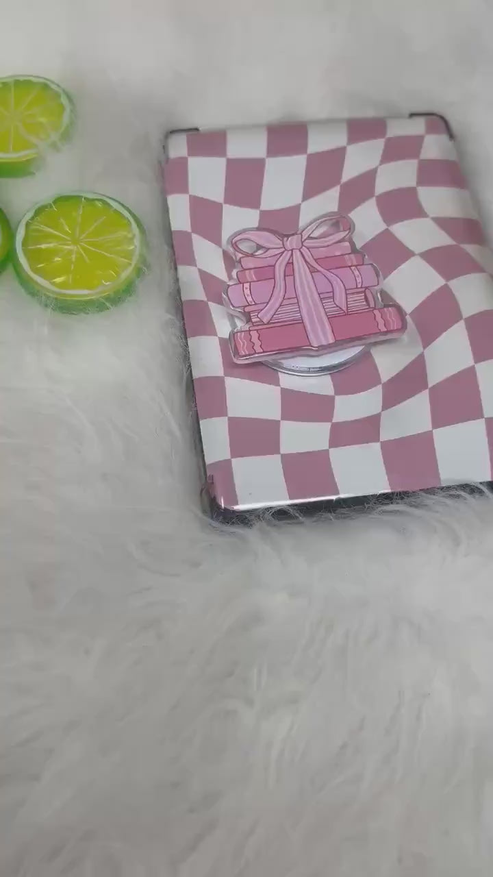 Coquette Cute Bookstack Book Stack Pink Ribbon Magnetic MagSafe Kindle Grip | Pop Grip | Kindle Accessories | Phone Grip | E-reader Grip