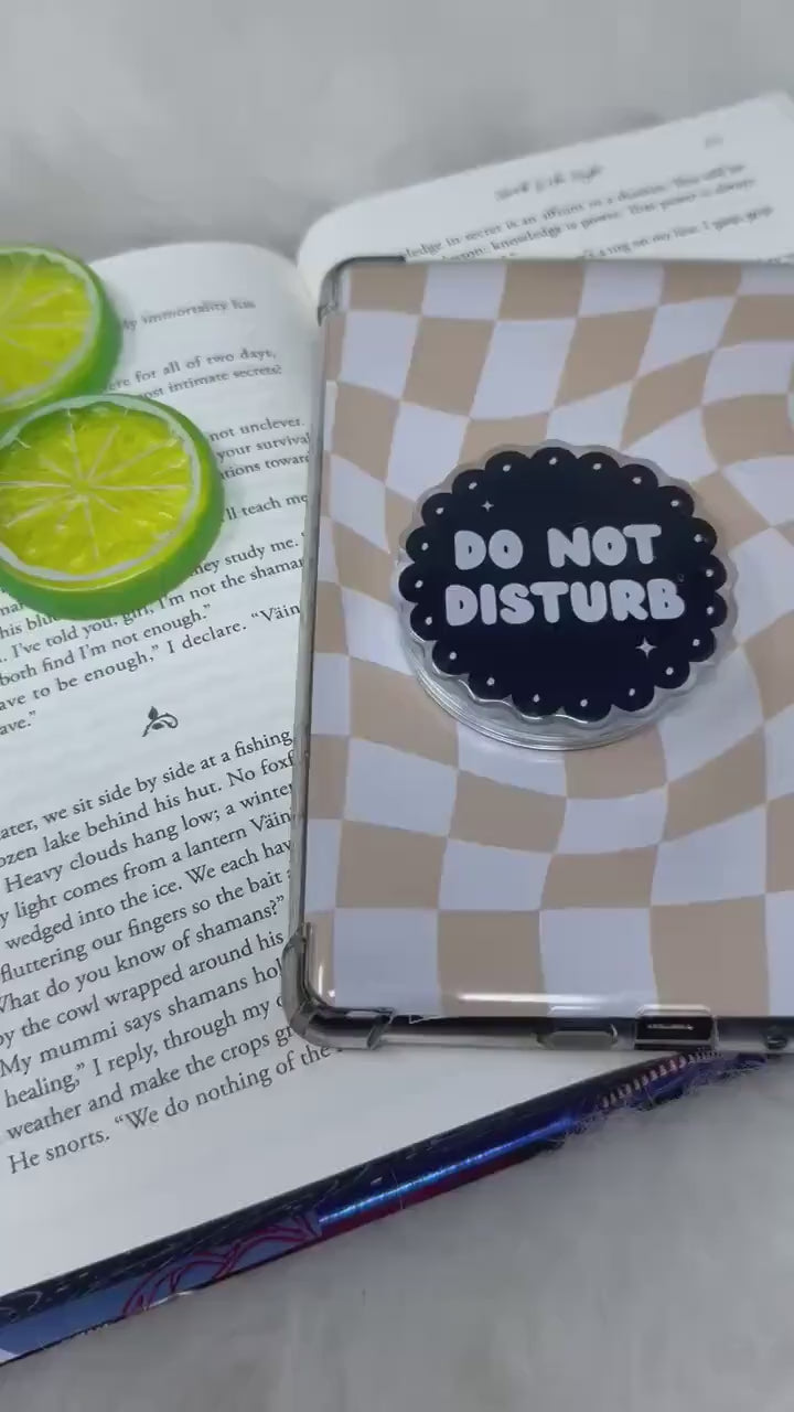 Do Not Disturb Black Scallop Circle Magnetic MagSafe Kindle Grip | Pop Grip | Kindle Accessories | MagSafe Kindle Grip | Phone Grip