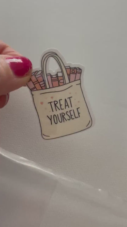 Treat Yourself Tote Bag Sticker | Kindle Stickers | Bookish Stickers | Bookish Sticker | Mood Reader