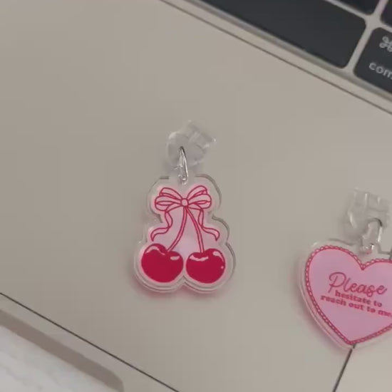 Kindle Charm, Phone Charm, USB Charm, Cherry Heart, Kindle Dust Plug Charm, Bookish Merch, Bookish Gifts, USB Plug, Kindle Accessories