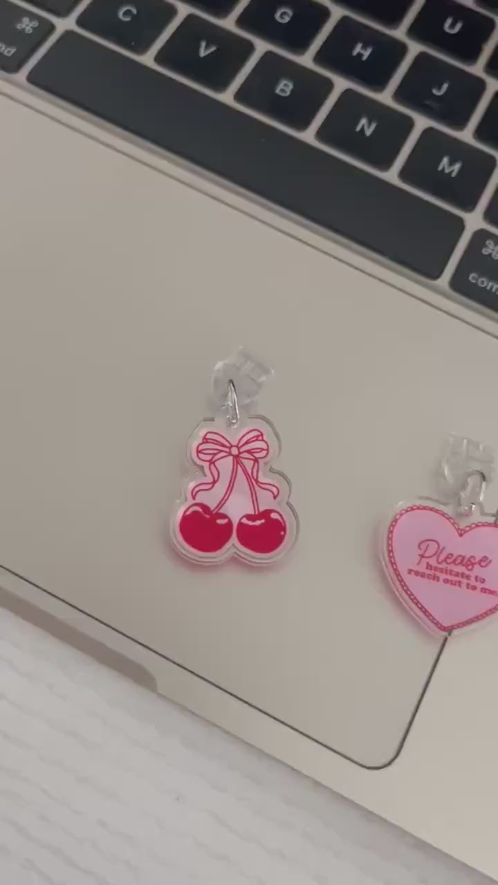 Kindle Charm, Phone Charm, USB Charm, Cherry Heart, Kindle Dust Plug Charm, Bookish Merch, Bookish Gifts, USB Plug, Kindle Accessories