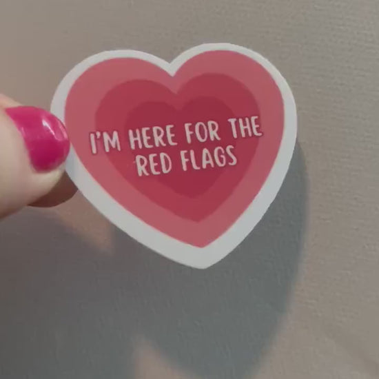 I’m here for the red flags sticker, book stickers, kindle, laptop, romance reader, dark romance, smut stickers, bookish sticker