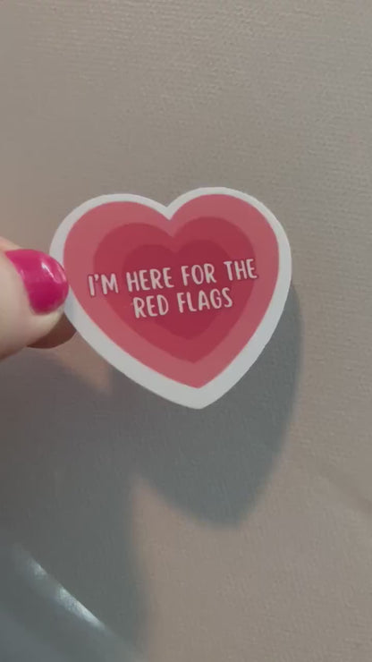 I’m here for the red flags sticker, book stickers, kindle, laptop, romance reader, dark romance, smut stickers, bookish sticker