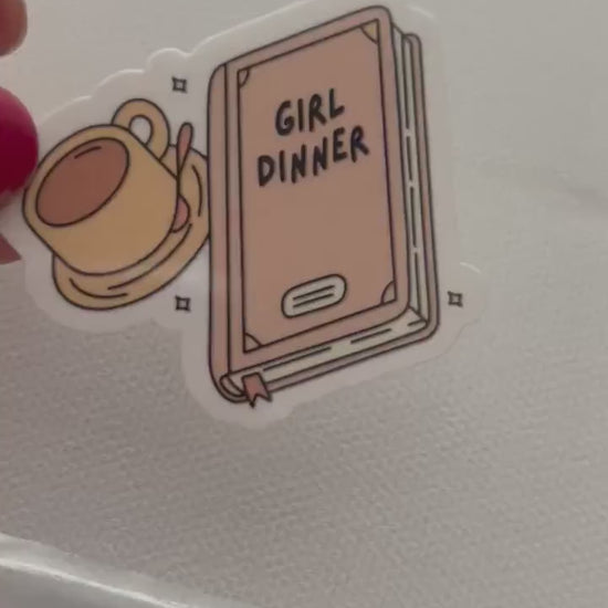 Girl Dinner Cup of Coffee and a book Vinyl Sticker | Girly | Water Bottle Sticker | Bookish Stickers | Kindle Sticker | Book Lover