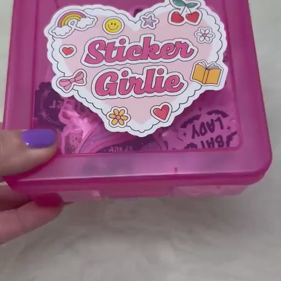 Sticker Box | Kindle Stickers Holder | Sticker Storage Box | Pink Box | Gift for Book Lover |  Organizer for Stickers