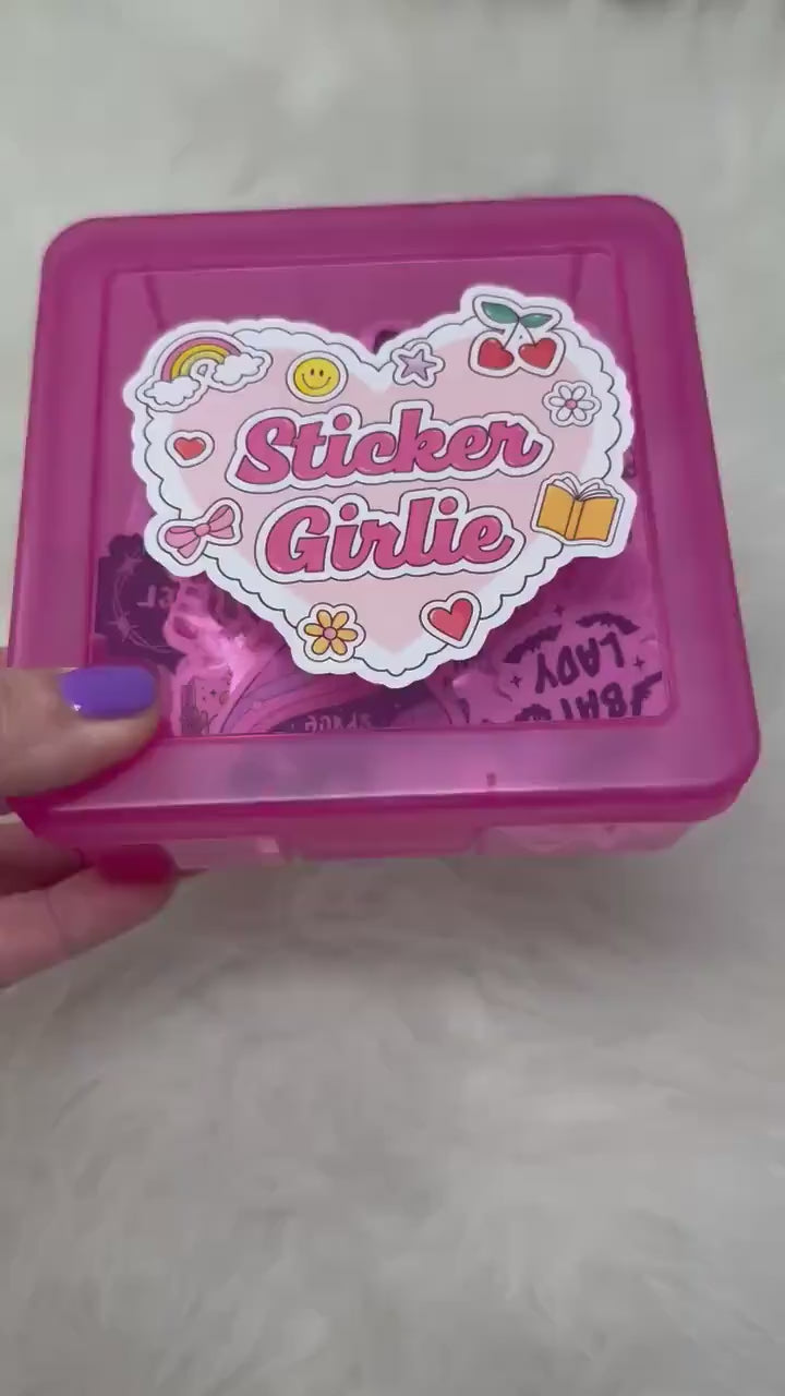 Sticker Box | Kindle Stickers Holder | Sticker Storage Box | Pink Box | Gift for Book Lover |  Organizer for Stickers