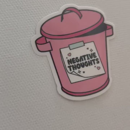 Negative Thoughts Trash can Sticker, kindle sticker, mental health sticker, water bottle decal, Positivity Sticker, affirmation