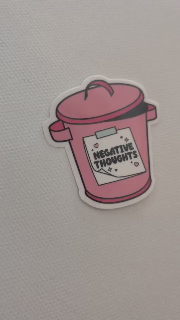 Negative Thoughts Trash can Sticker, kindle sticker, mental health sticker, water bottle decal, Positivity Sticker, affirmation