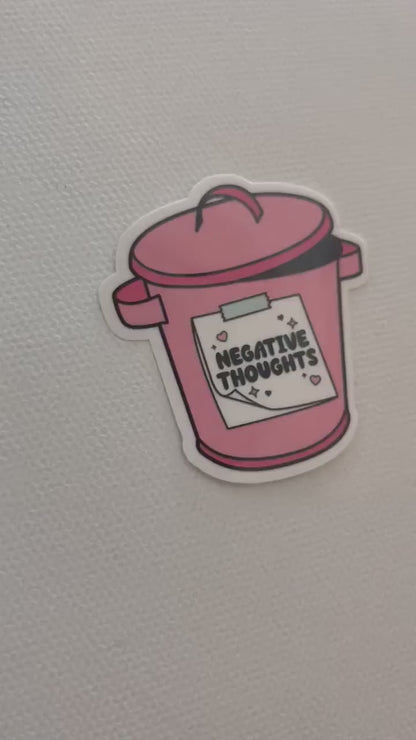 Negative Thoughts Trash can Sticker, kindle sticker, mental health sticker, water bottle decal, Positivity Sticker, affirmation