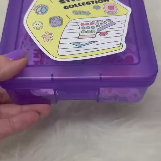 Sticker Box | Kindle Stickers Holder | Sticker Storage Box | Purple Box | Gift for Book Lover |  Organizer for Stickers