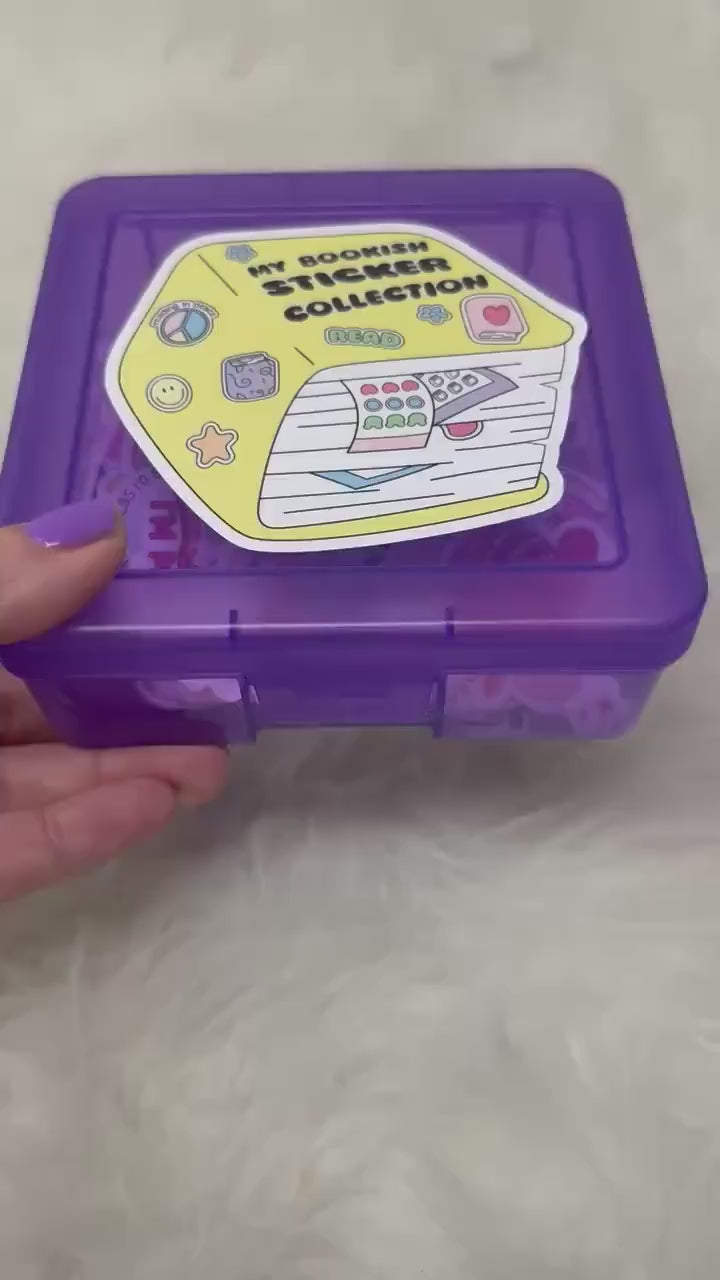 Sticker Box | Kindle Stickers Holder | Sticker Storage Box | Purple Box | Gift for Book Lover |  Organizer for Stickers