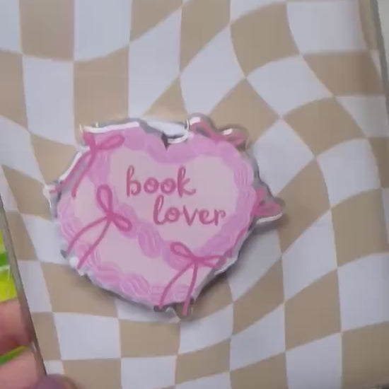 Book Lover Coquette Pink Ribbon Vintage Cake Heart Magnetic MagSafe Kindle Grip | Pop Grip | Kindle Accessories | Phone Grip | E-reader Grip