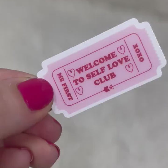 Self love club ticket vinyl sticker, bookish stickers, book stickers, kindle, laptop, romance reader, booktok, smut stickers, smutty, tropes