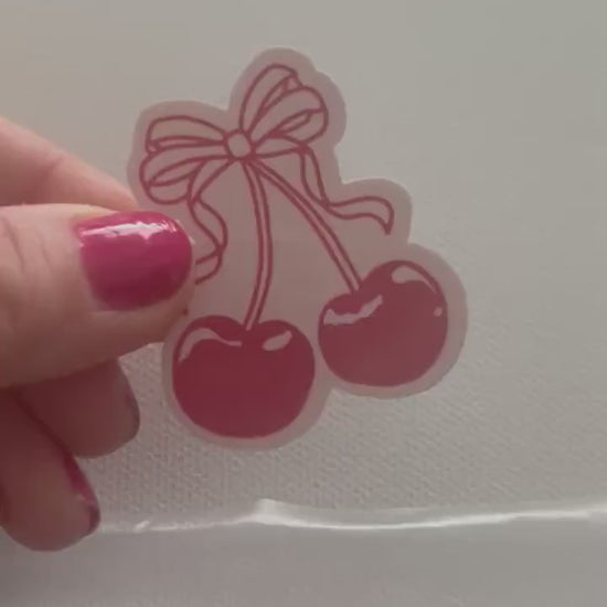 Coquette Cherry Pink Sticker | Girly Sticker | Cute Sticker | Kindle Sticker | Bookish Sticker |  Cute Stickers