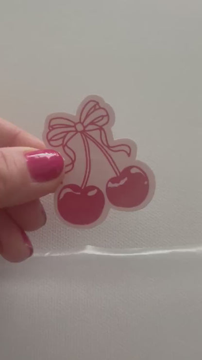 Coquette Cherry Pink Sticker | Girly Sticker | Cute Sticker | Kindle Sticker | Bookish Sticker |  Cute Stickers