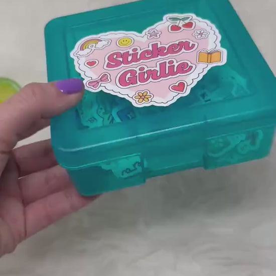 Sticker Box | Kindle Stickers Holder | Sticker Storage Box | Teal Box | Gift for Book Lover |  Organizer for Stickers