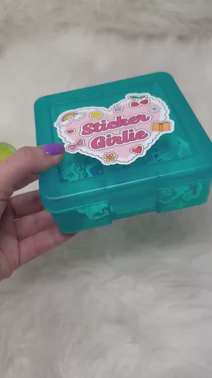 Sticker Box | Kindle Stickers Holder | Sticker Storage Box | Teal Box | Gift for Book Lover |  Organizer for Stickers