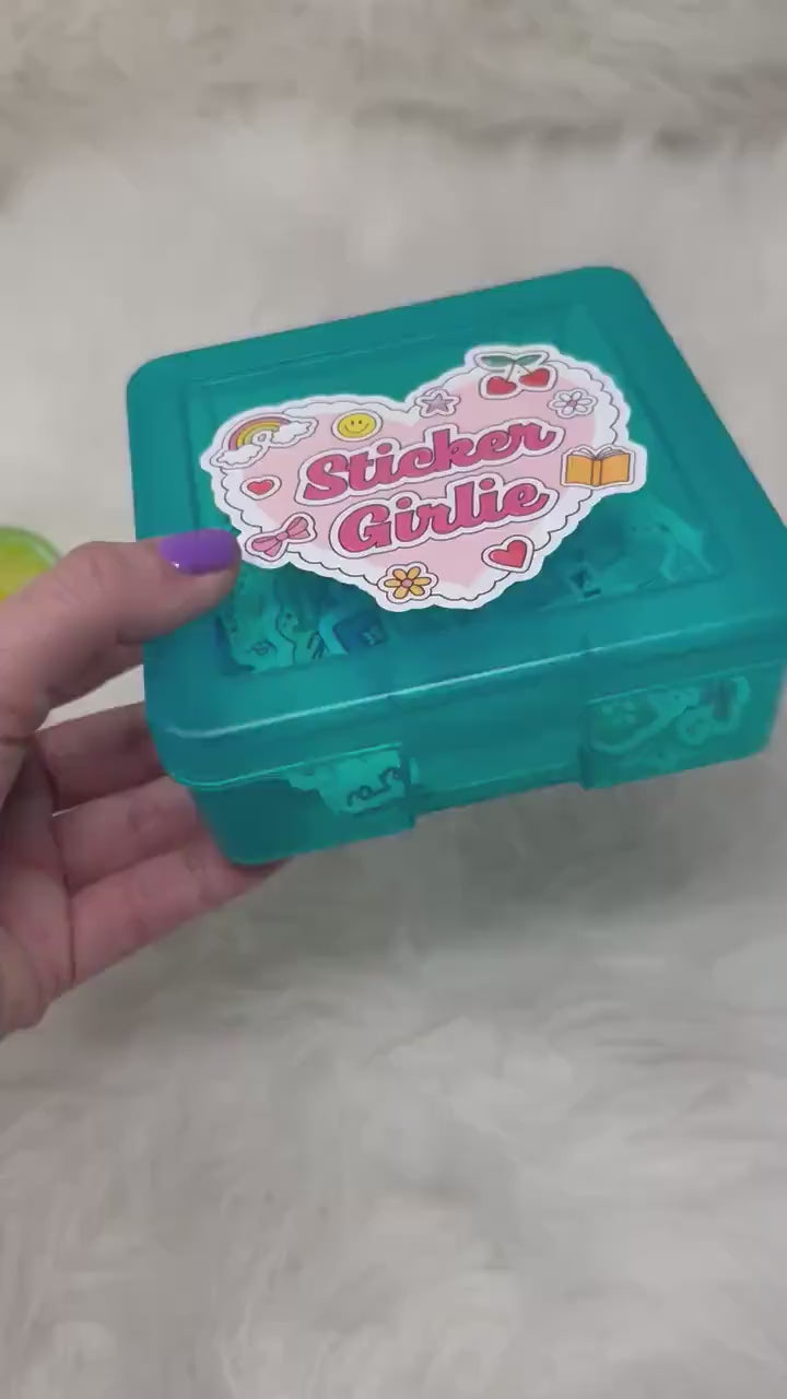 Sticker Box | Kindle Stickers Holder | Sticker Storage Box | Teal Box | Gift for Book Lover |  Organizer for Stickers