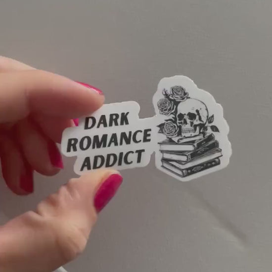 Dark romance addict sticker, book stickers, kindle, laptop, romance reader, booktok, smut stickers, bookish sticker, skulls