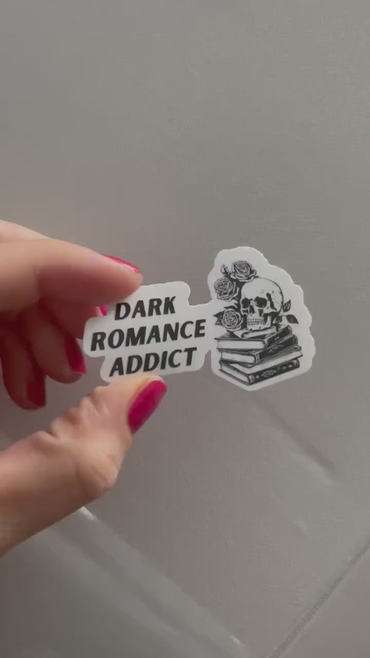 Dark romance addict sticker, book stickers, kindle, laptop, romance reader, booktok, smut stickers, bookish sticker, skulls