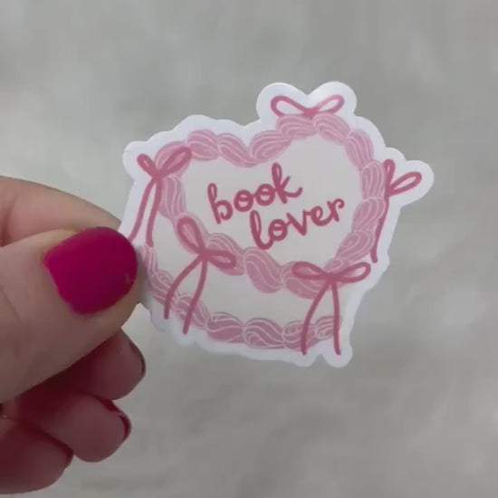 Custom Text Sticker | Coquette Pink Bow Book Lover Cake Sticker | Vintage Kindle Sticker | Bookish Stickers | Kindle Stickers