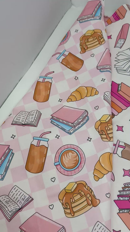 Books and Brunch Tea Towel | Coffee Pancakes Bookish Kitchen Towel