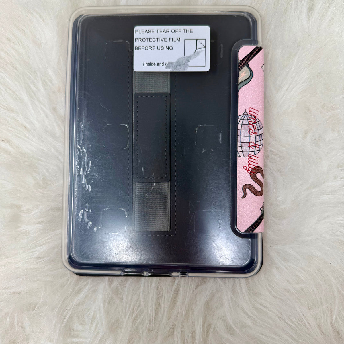 Back view of the TS Eras Kindle case showing its slim clear protective shell